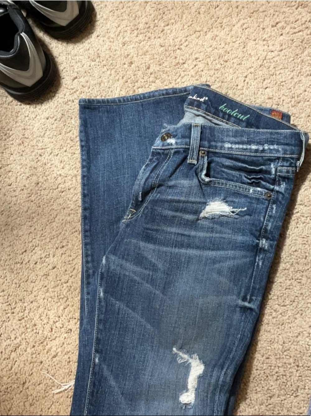 Dark Blue Distressed Women's Jeans - Unbranded